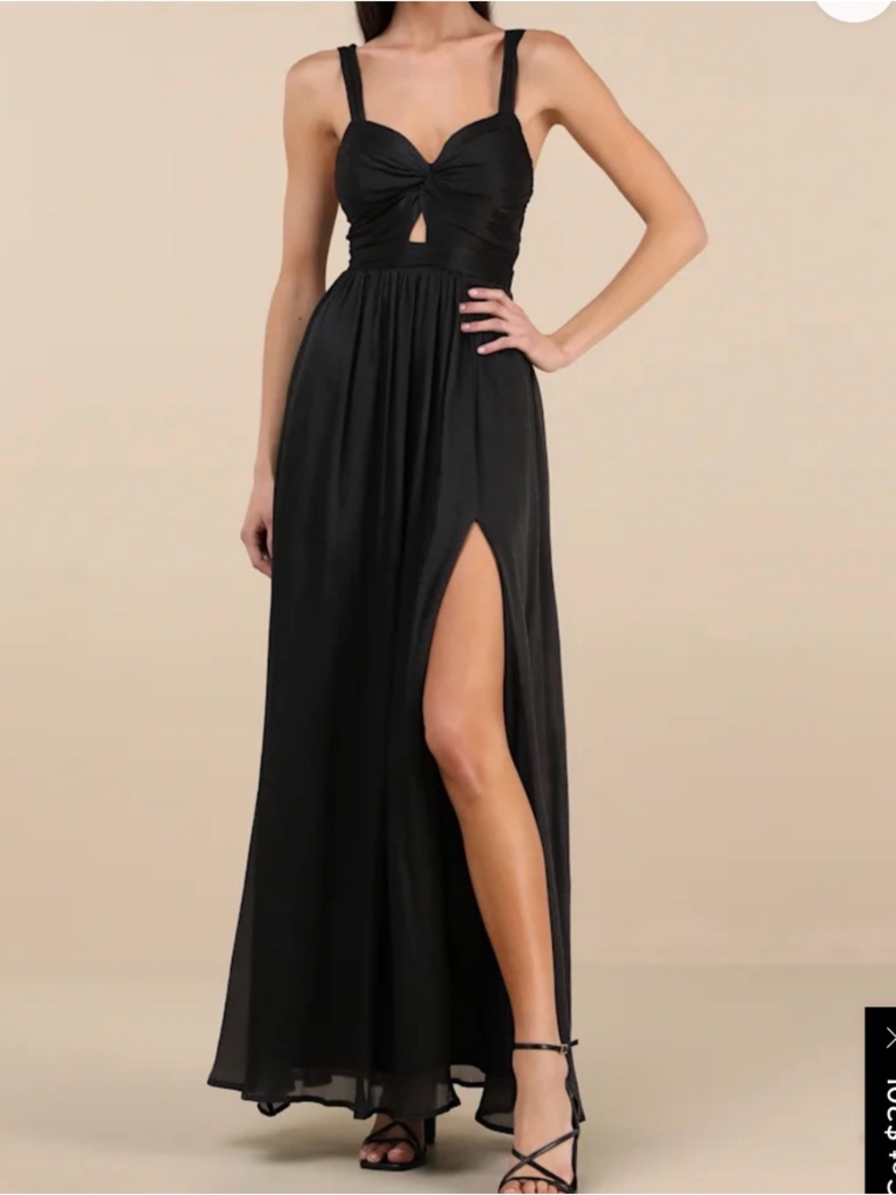 Lulu's Black Twist-Front Maxi Dress with High Slit